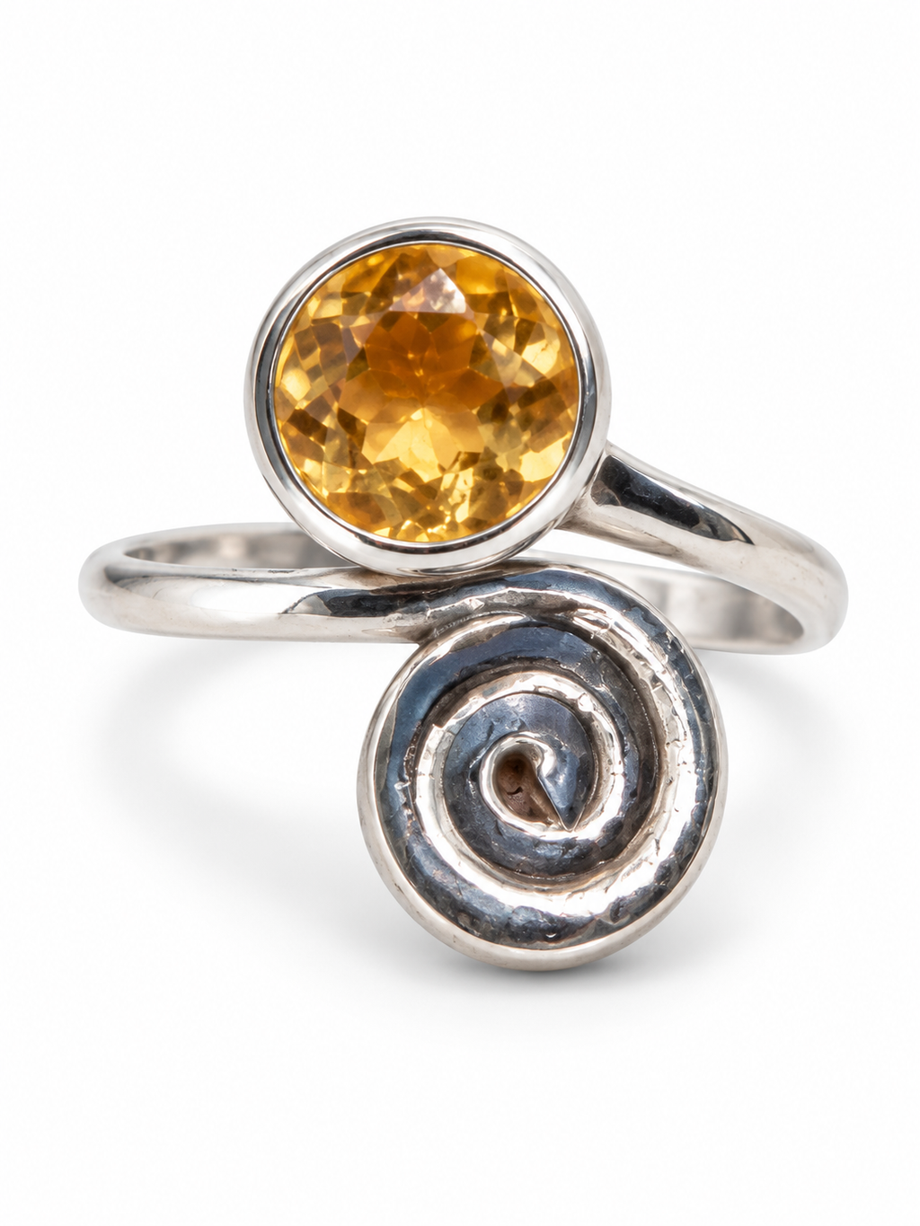 Bague argent 925 citrine facettée AAA Madagascar