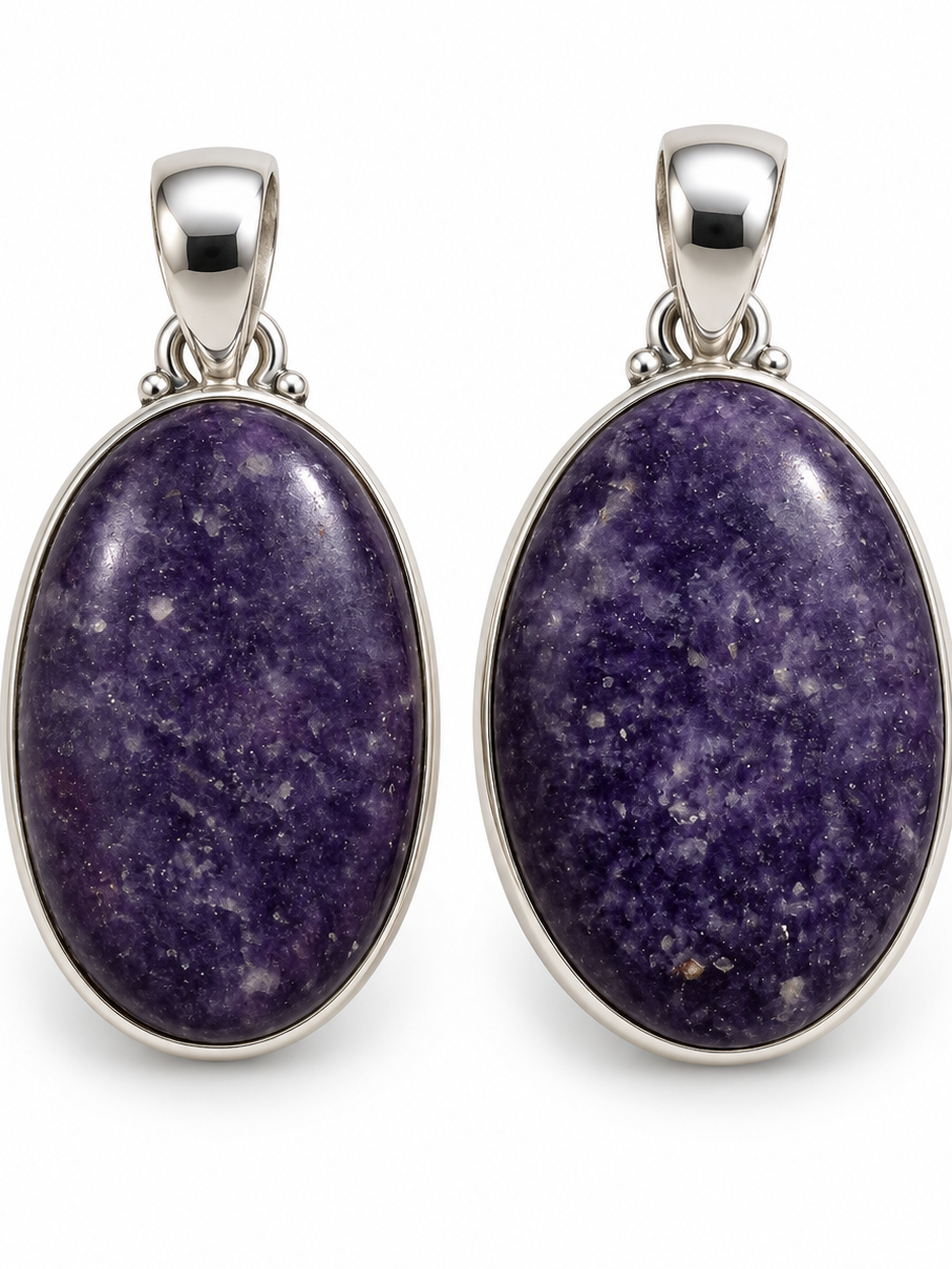 Pendentif Argent 925 Lépidolite AA Madagascar