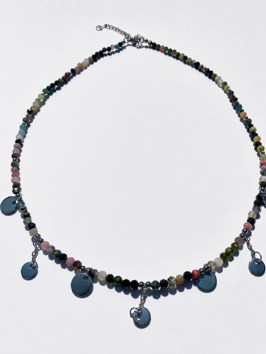 Collier Argent et Tourmaline multicolore