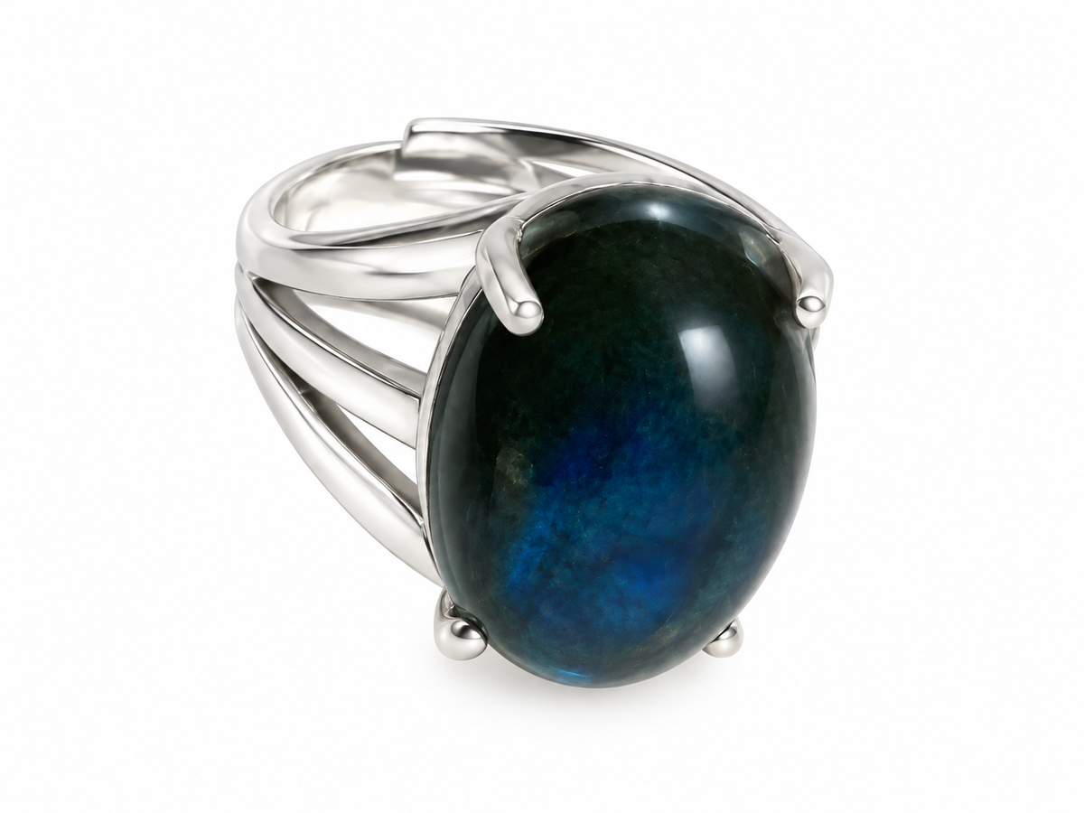 Bague argent 925 Labradorite AA Madagascar