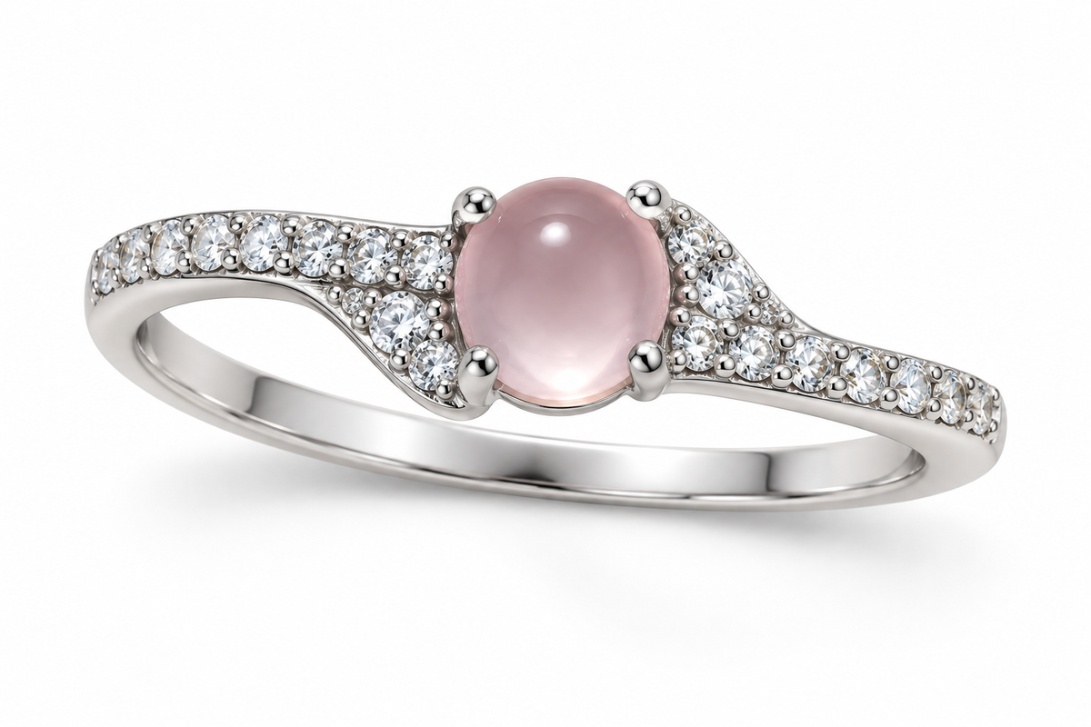 Bague argent 925 quartz rose AA+ Madagascar