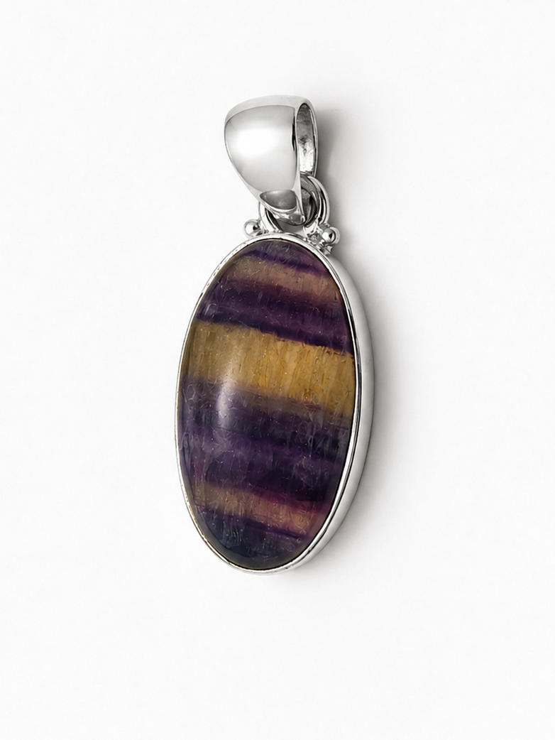 Pendentif Fluorite AA serti d'argent