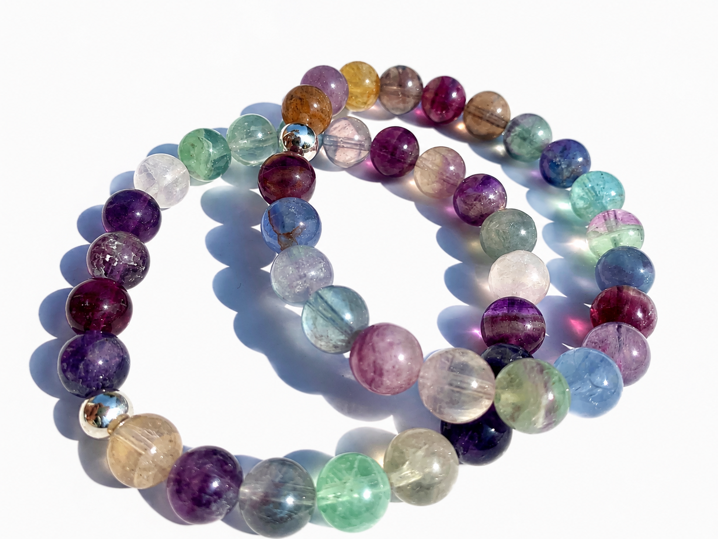 Bracelet fluorite multicolore AA 8mm