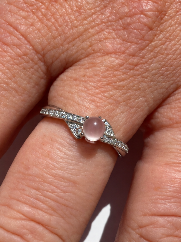 Bague argent 925 quartz rose AA+ Madagascar