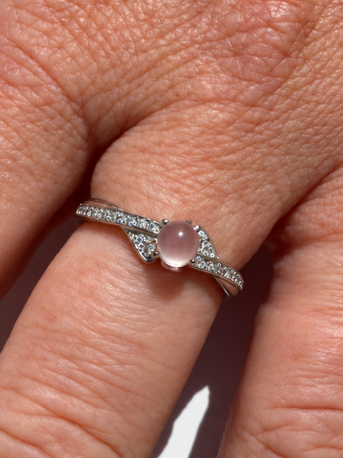 Bague argent 925 quartz rose AA+ Madagascar
