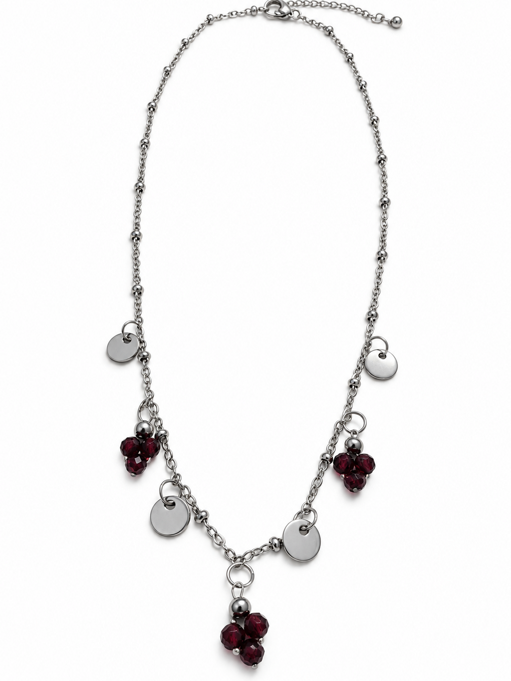 Collier argent Grenat rhodolite AA