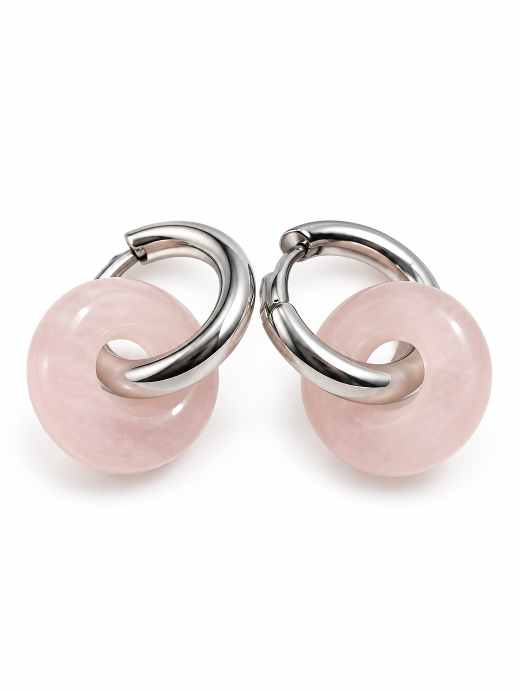 Boucle d'oreilles argent quartz rose A