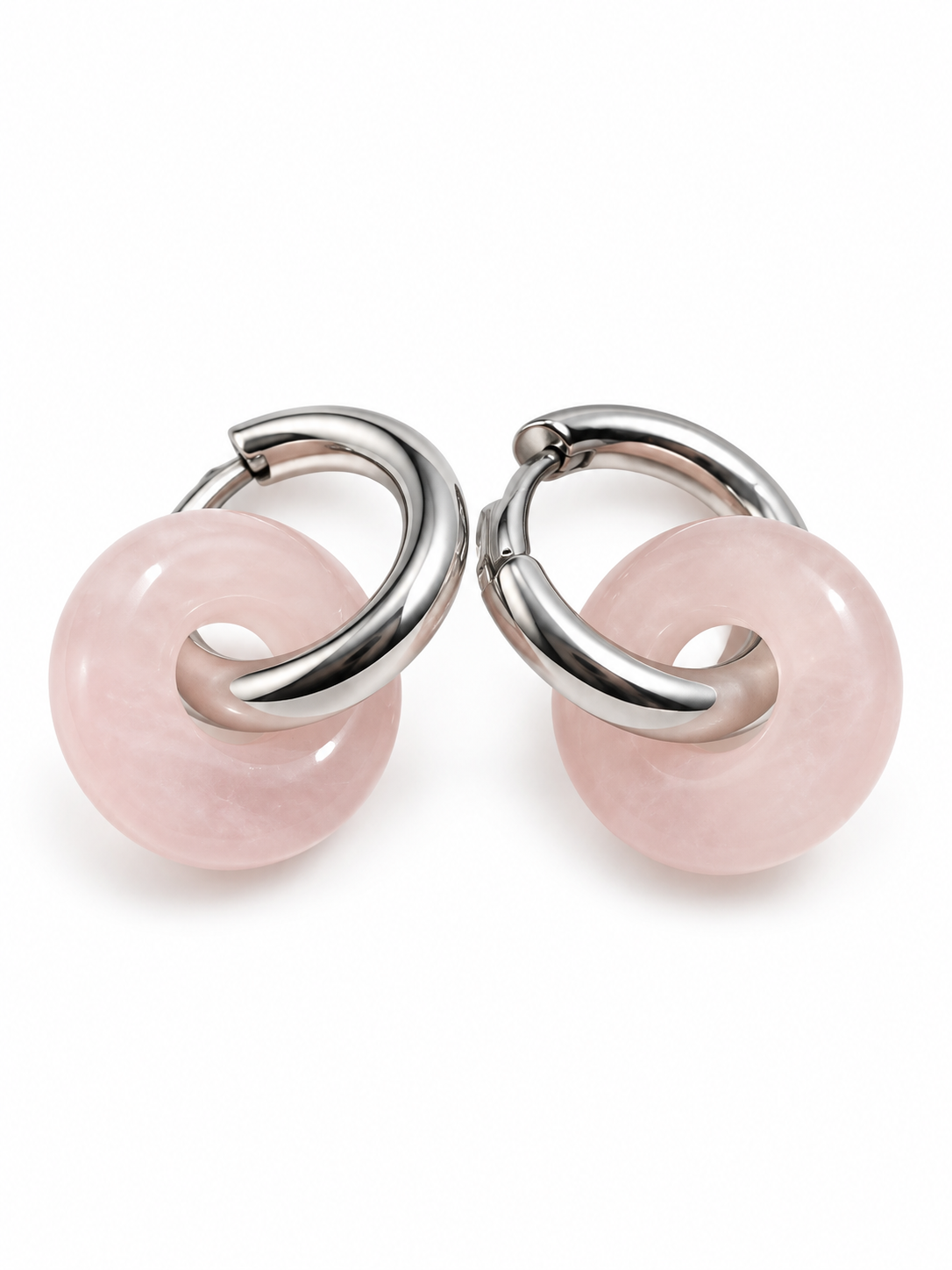 Boucle d'oreilles argent quartz rose A