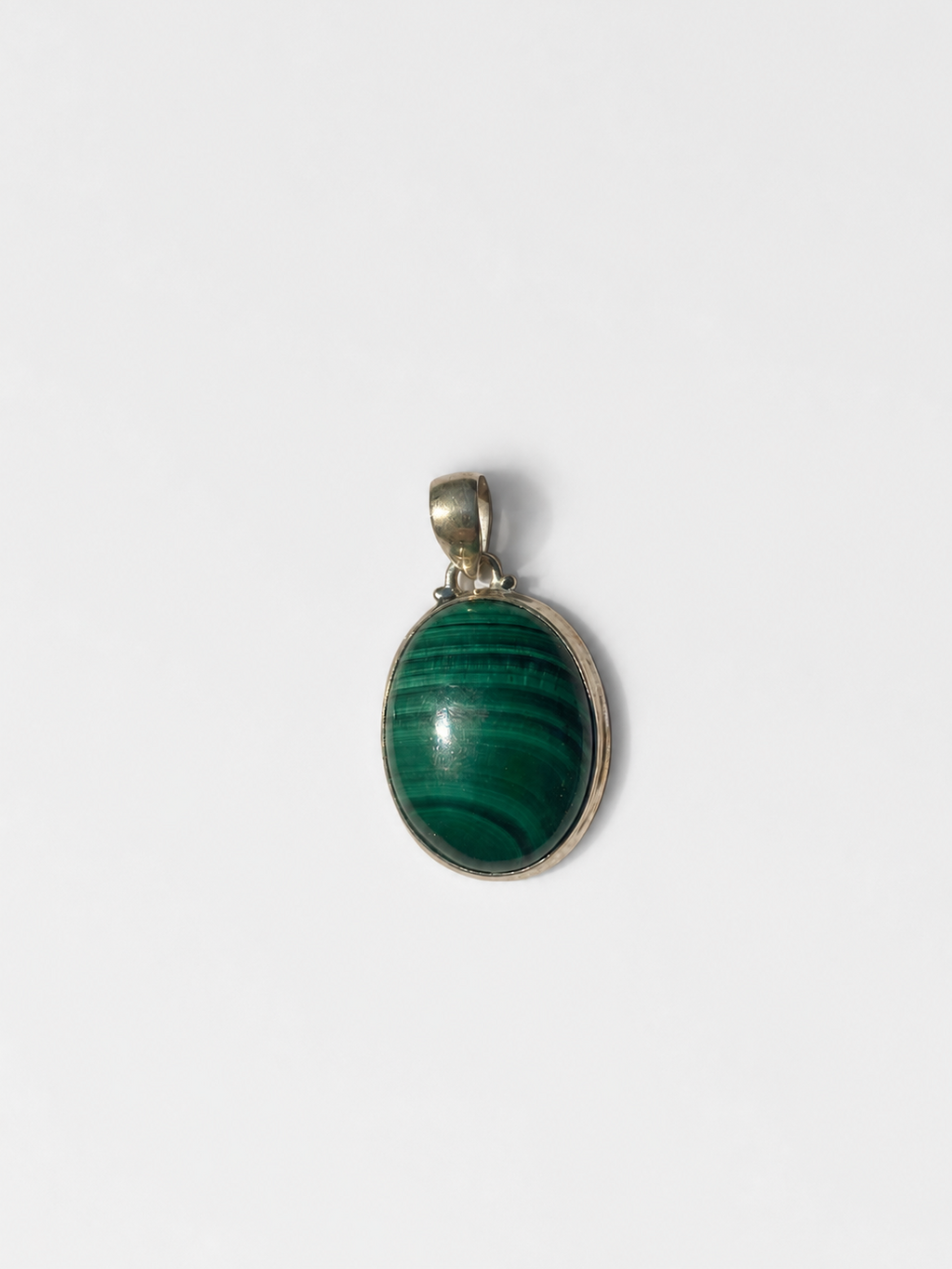 Pendentif Malachite AA serti d'argent