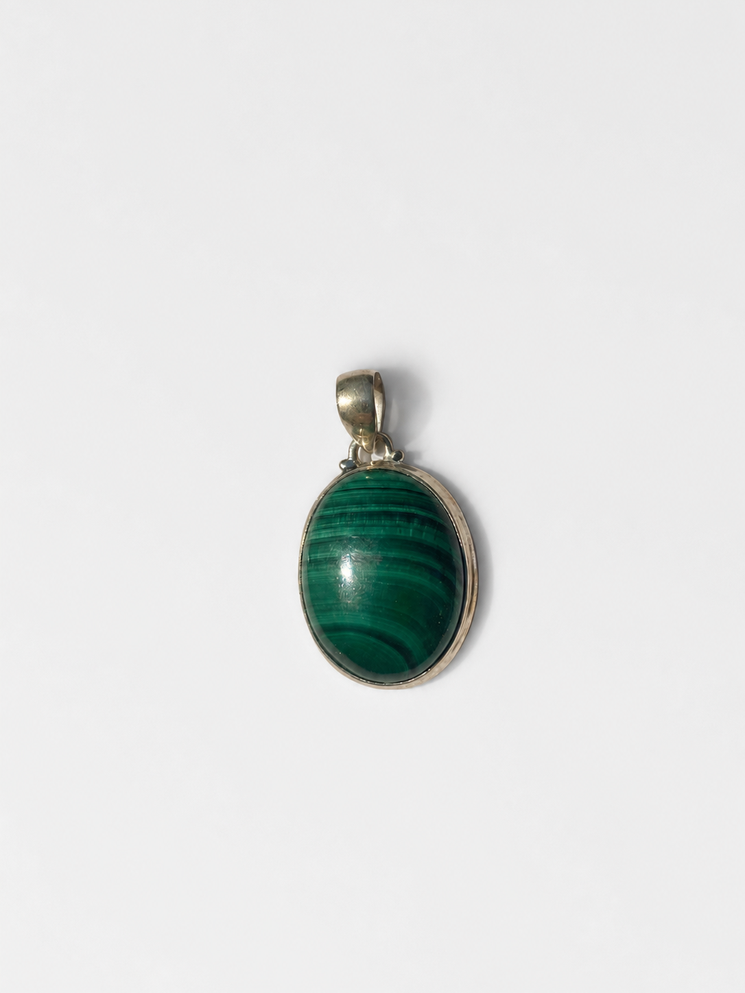 Pendentif Malachite AA serti d'argent
