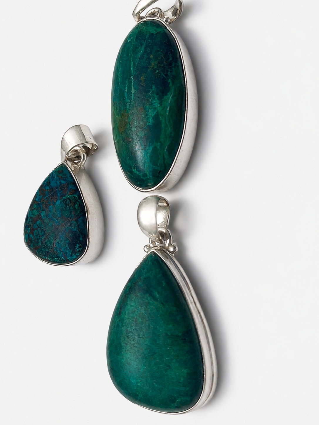Pendentif Chrysocolle AA+ serti d'argent