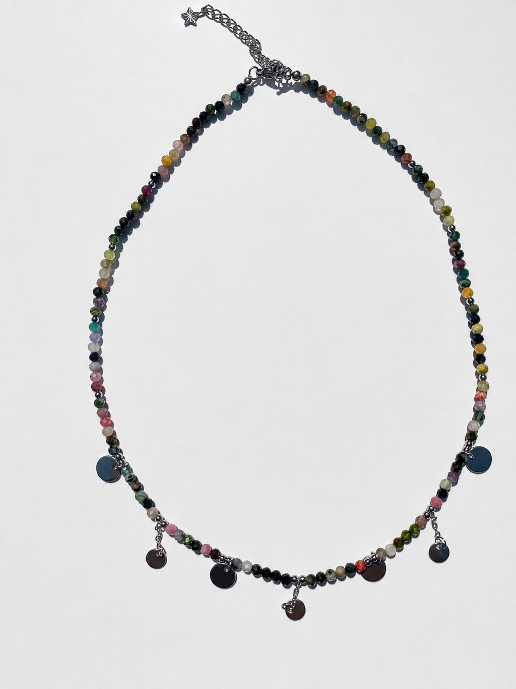Collier Argent et Tourmaline multicolore