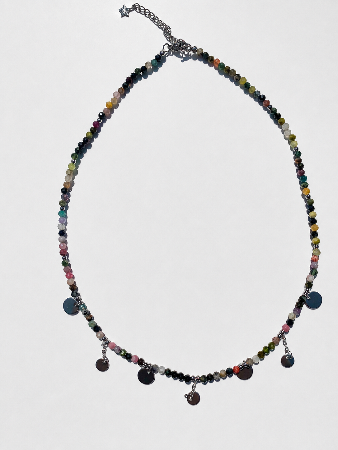 Collier Argent et Tourmaline multicolore