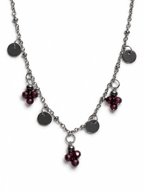 Collier argent Grenat rhodolite AA