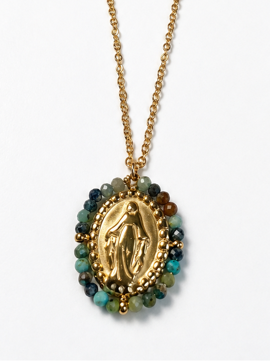 Collier Madone Turquoise Africaine