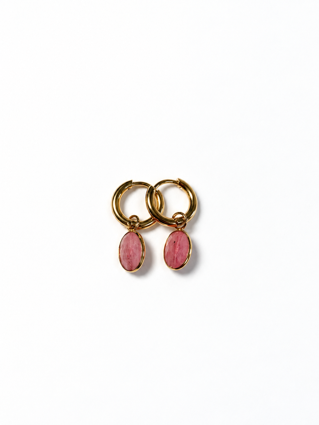 Boucles d'oreilles créoles Rhodonite
