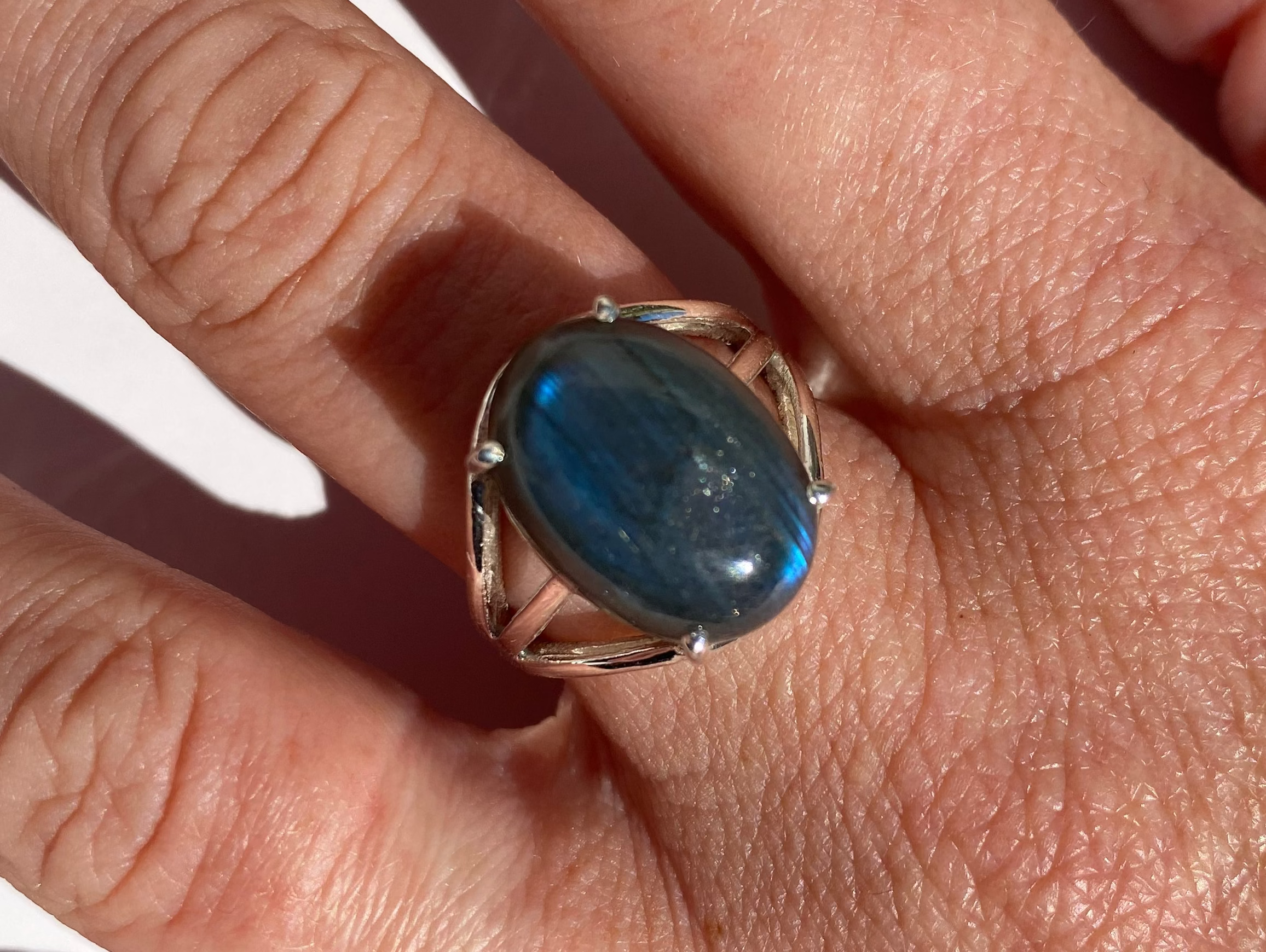 Bague argent 925 Labradorite AA Madagascar