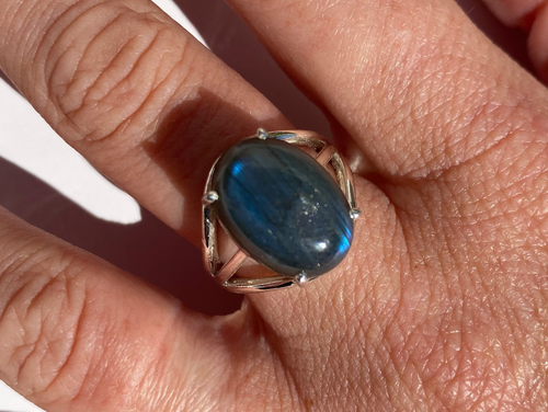 Bague argent 925 Labradorite AA Madagascar