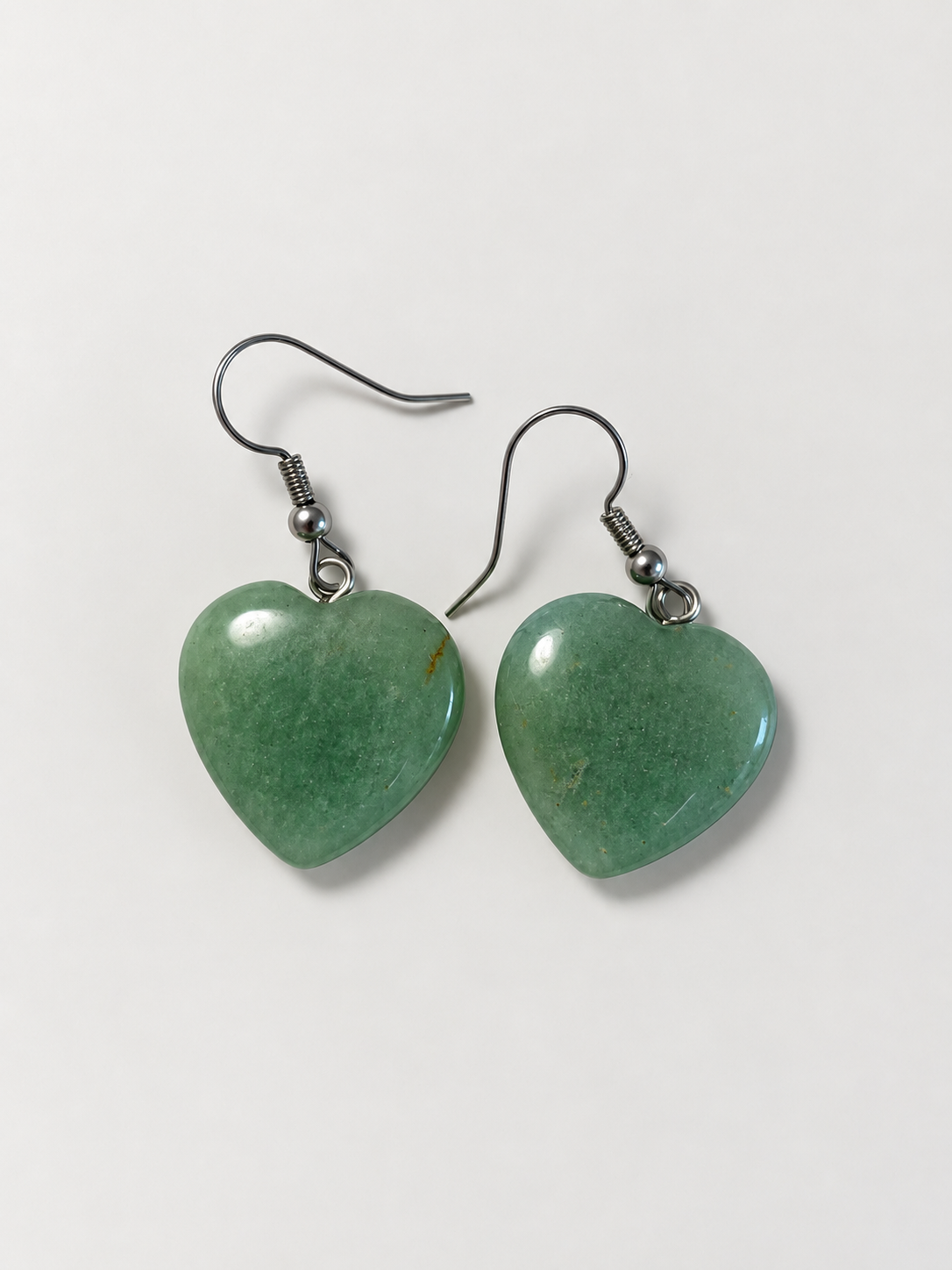 Boucles d'oreilles coeur Aventurine verte A