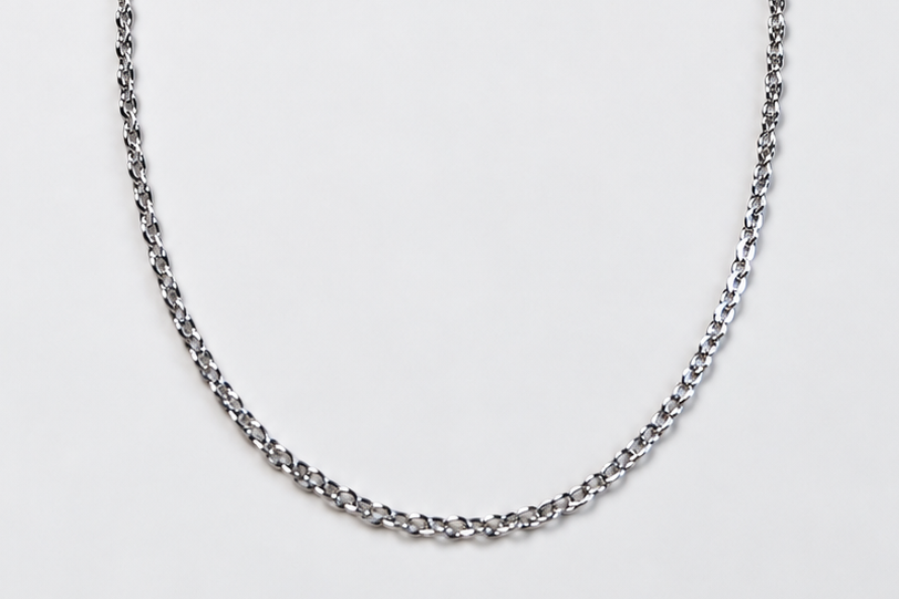 Chaine 45 cm maille forçat argentée modèle 7