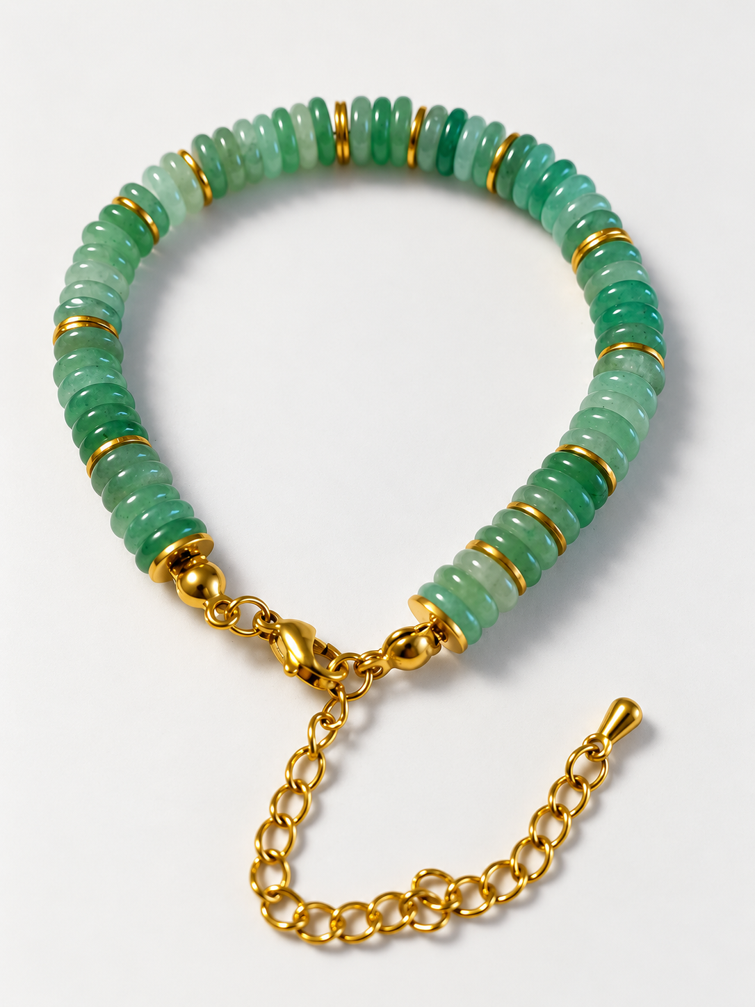 Bracelet  doré aventurine verte A