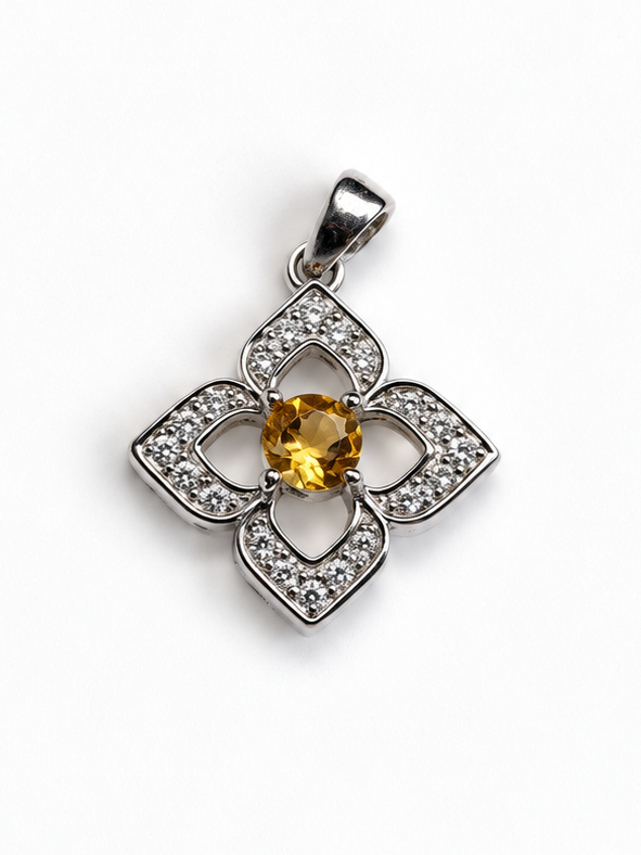 Pendentif Argent Citrine AAA