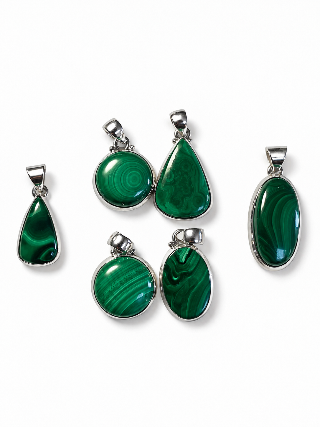 Pendentif serti argent Malachite