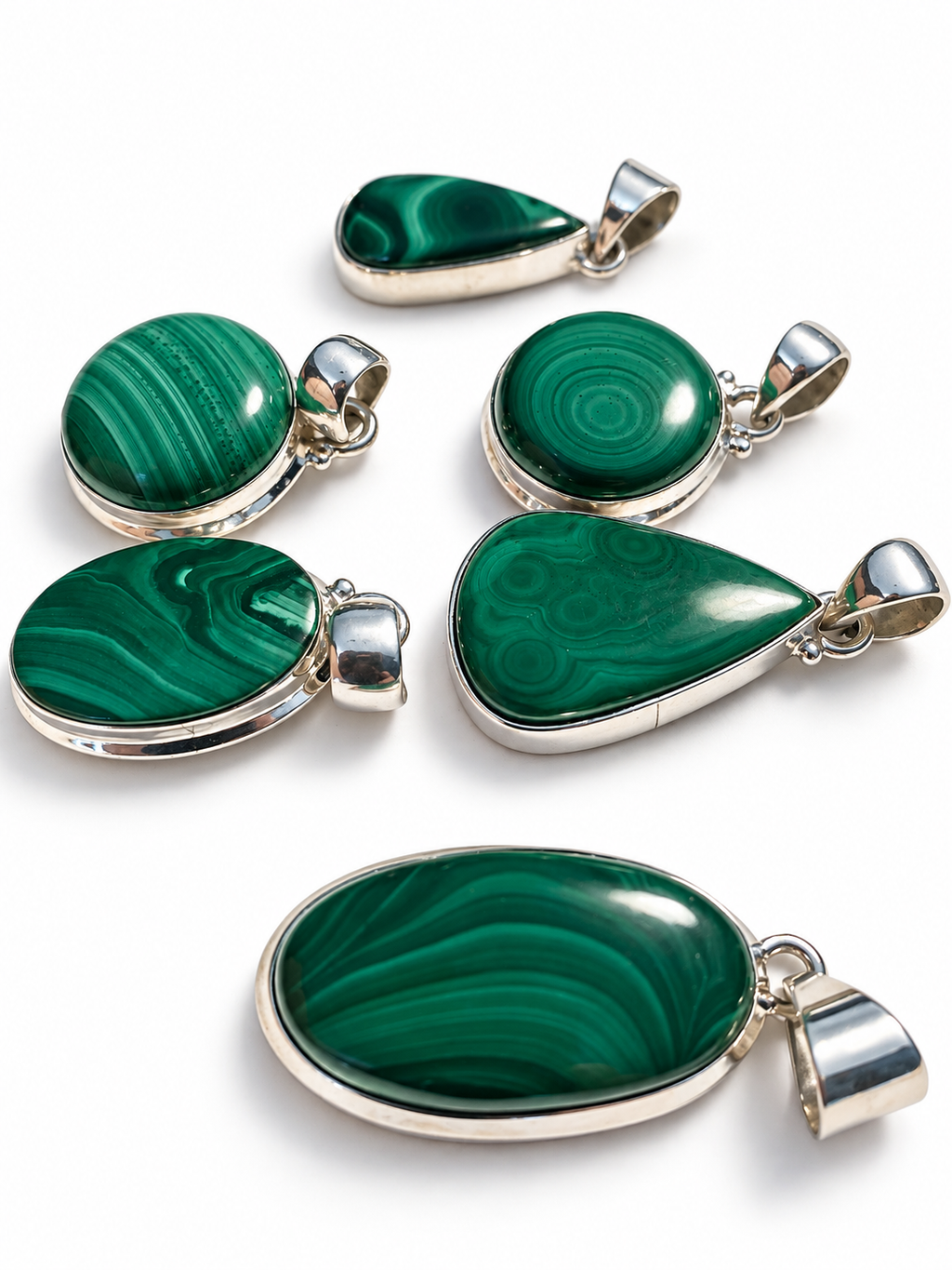 Pendentif serti argent Malachite
