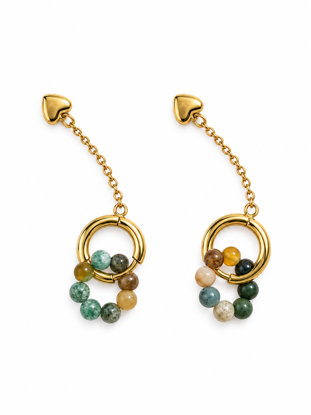 Boucles d'oreilles dorées agate Indienne A