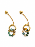 Boucles d'oreilles dorées agate Indienne A