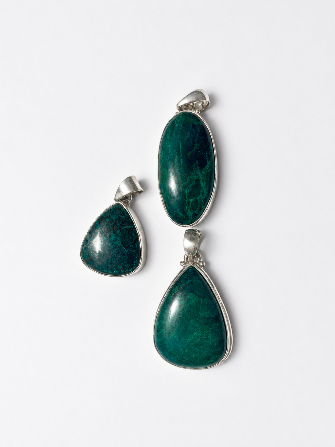 Pendentif Chrysocolle AA+ serti d'argent
