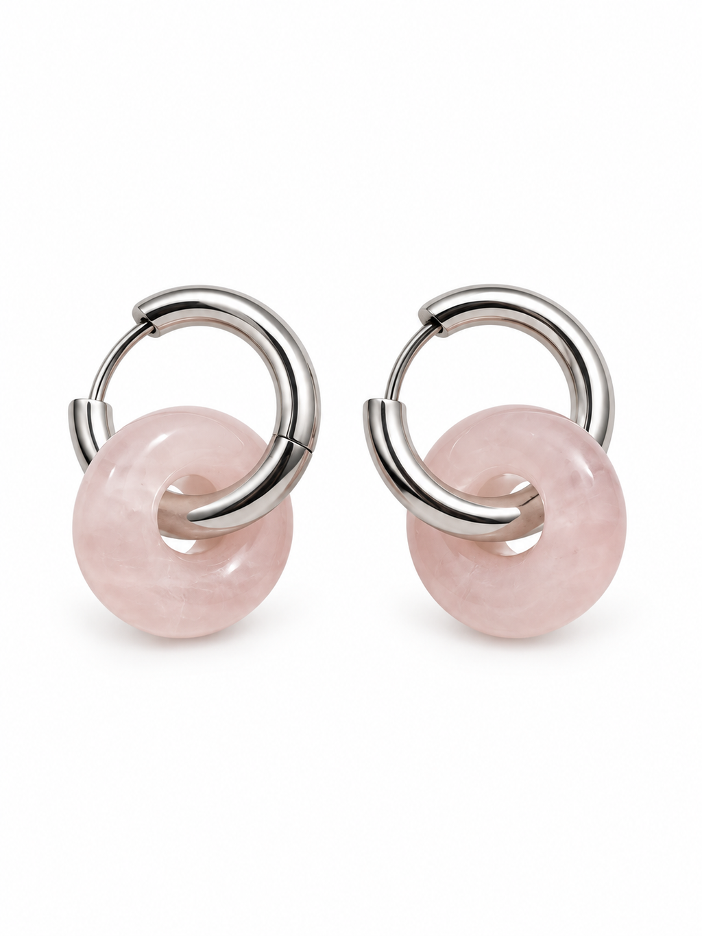 Boucle d'oreilles argent quartz rose A