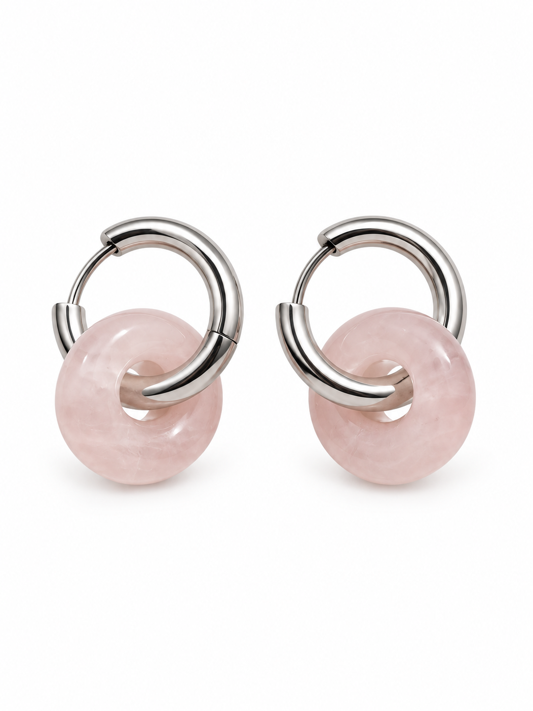 Boucle d'oreilles argent quartz rose A