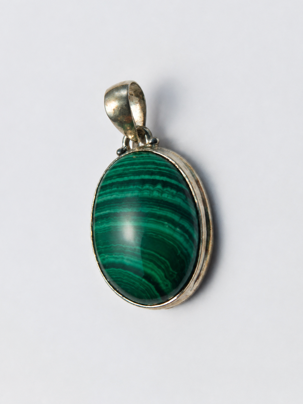 Pendentif Malachite AA serti d'argent