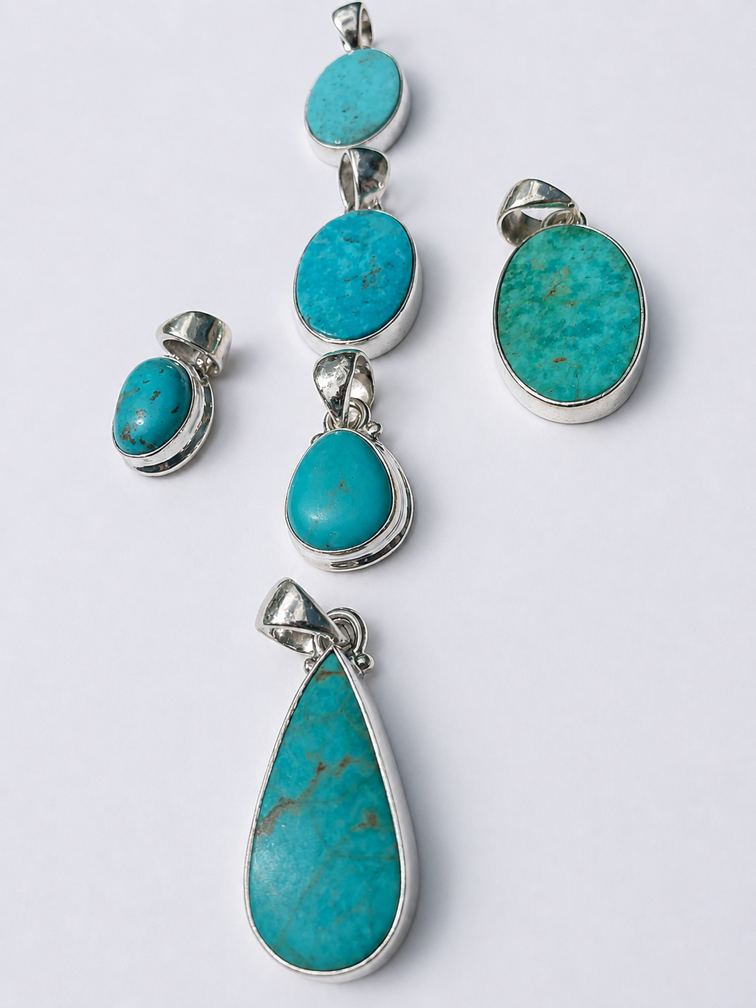 Pendentif Turquoise AA serti argent 925